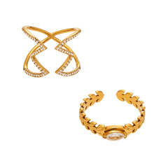 Cubic Zirconia Crossover or Chain-Link Open Ring