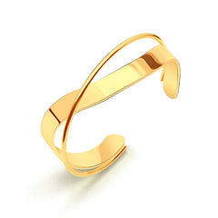 18K Gold-Plated Crossed Open Cuff Bracelet