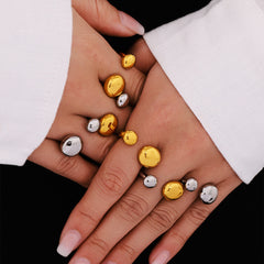 18K Gold-Plated Round Disc Open Ring