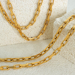 Chunky Rectangular Link Necklace and Bracelet