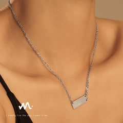 Minimalist Engraved Rectangular Tag Necklace