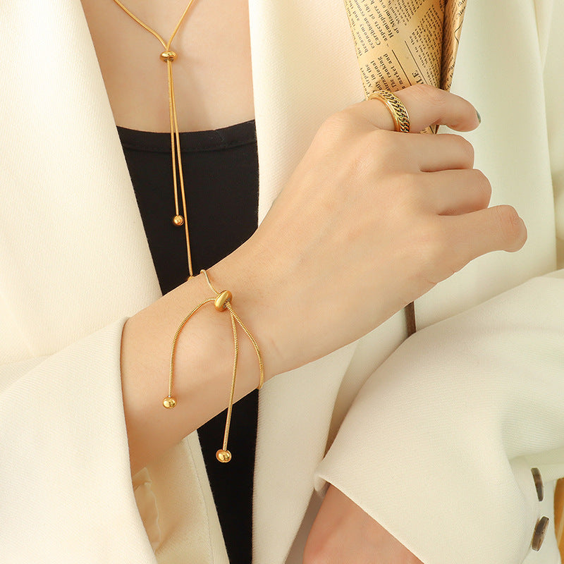 18K Gold-Plated Sliding Lariat Necklace or Bracelet