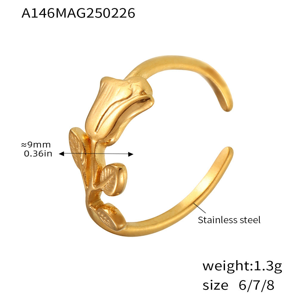 Rose Relief Open Ring