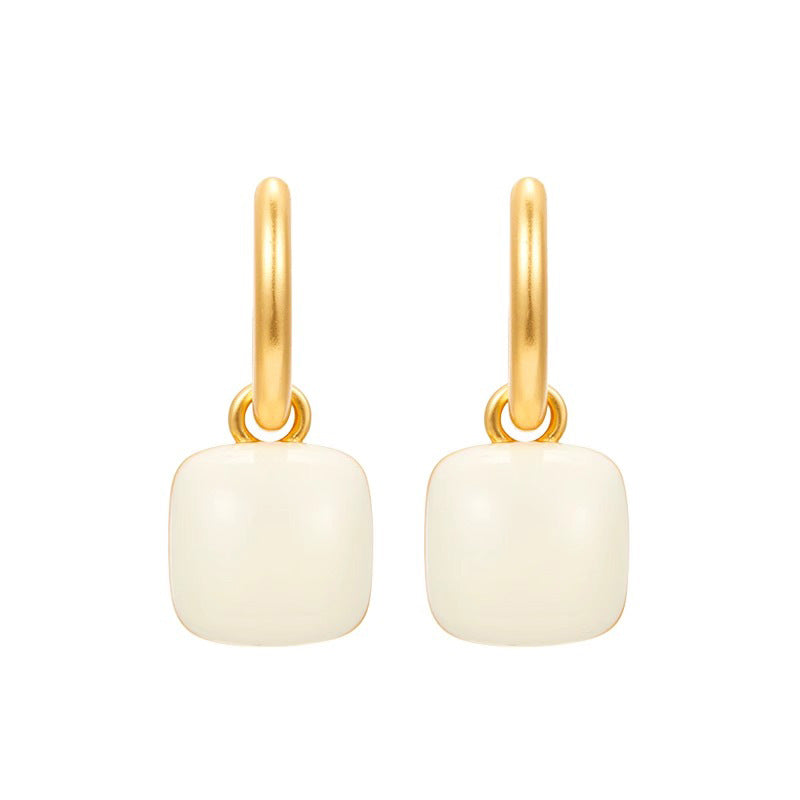 Nicolette Vintage-Inspired Enamel Square Stud Earrings