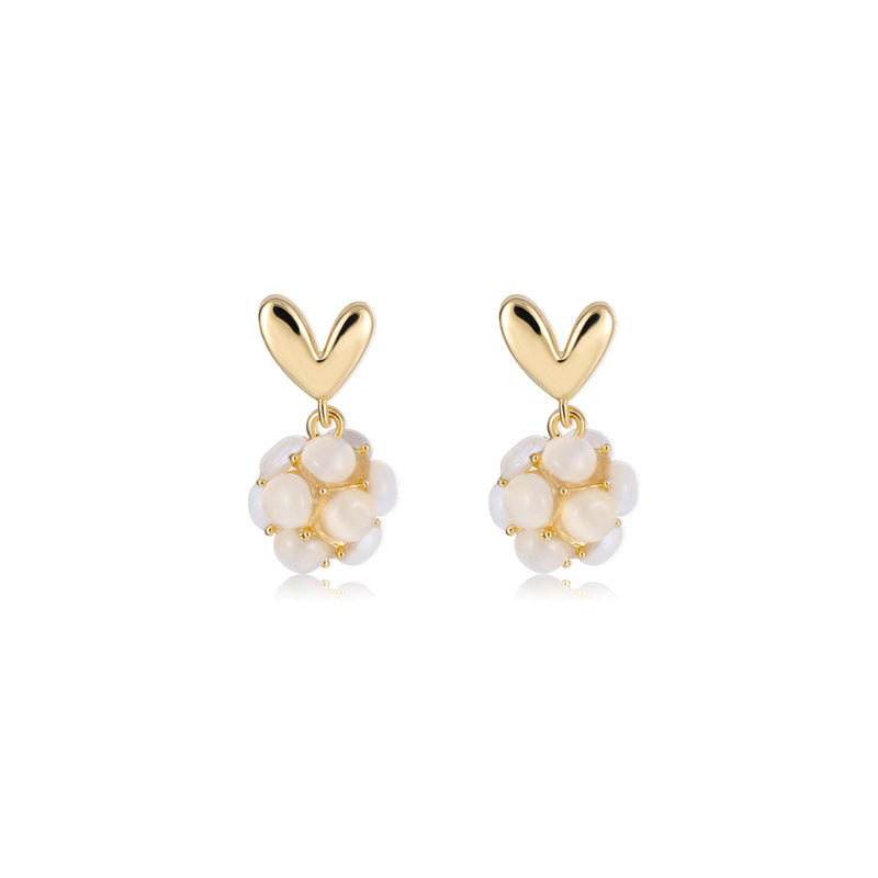 Daphne White Mother-of-Pearl Heart Drop Earrings