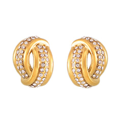 18K Gold-Plated Twisted Stone-Accent Stud Earrings