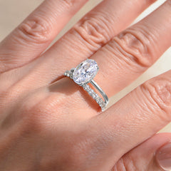 Sterling Silver 2-Piece 4.5CT Solitare Oval Ring