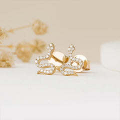 Camille Minimalist Pavé Snake Stud Earrings