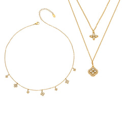 18K Gold-Plated Cubic Zirconia Clover Necklaces