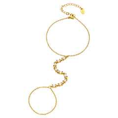 Square Cubic Zirconia Hand Chain Bracelet