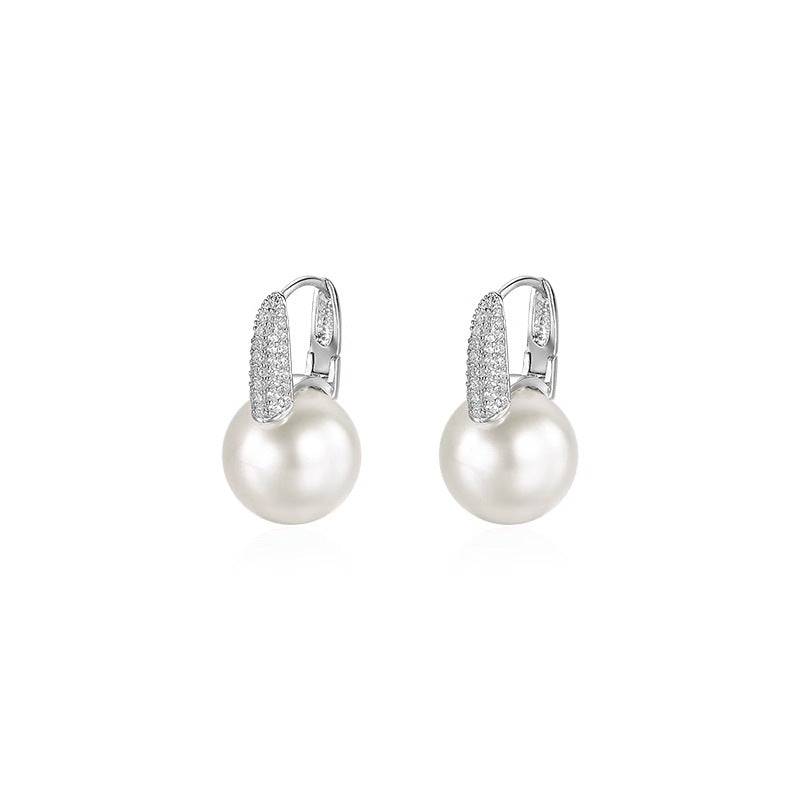 Daphne Vintage-Inspired Pearl Pavé Stud Earrings