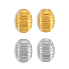 Ribbed Oval Stud Earrings