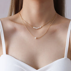18K Gold-Plated Faux Pearl Chain Necklace Designs