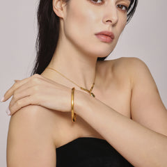 18K Gold-Plated Smooth Round Bangle Bracelet