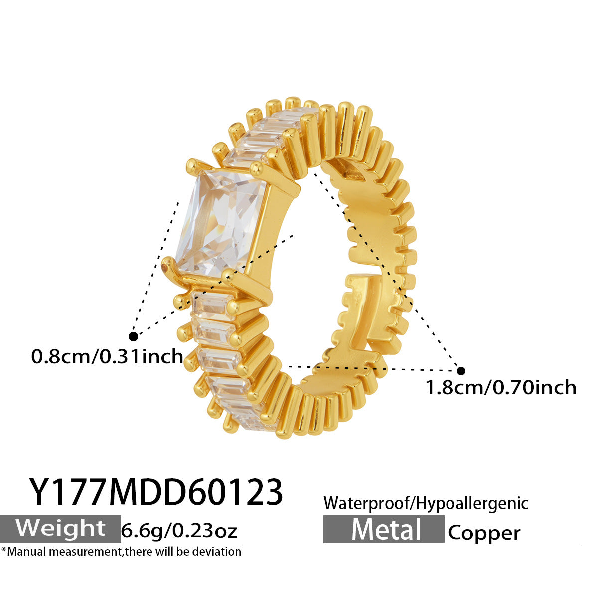 18K Gold-Plated Cubic Zirconia Statement Ring
