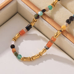 Multicolor Natural Stone Beaded Necklace