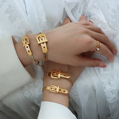 18K Gold-Plated Buckle Mesh Chain Bracelet