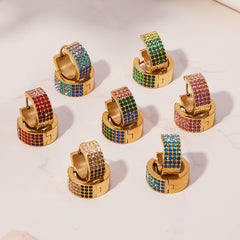 18K Gold-Plated Multi-Row Cubic Zirconia Hoops