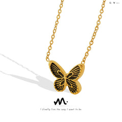 Textured Butterfly Pendant Necklace