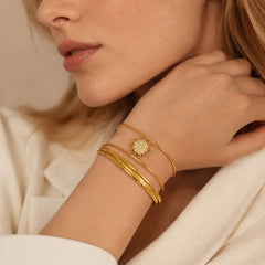 18K Gold-Plated Sunburst and Triple-Line Cuffs