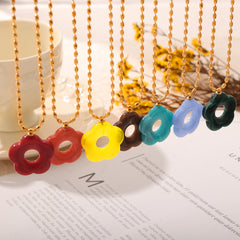 Color Resin Flower Pendant Jewelry