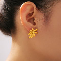18K Gold-Plated Sculptural Flower Stud Earrings