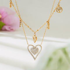 Cubic Zirconia Heart Layered Necklace Designs