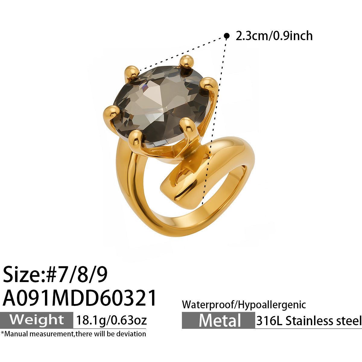 Colorful Cubic Zirconia Sculptural Ring