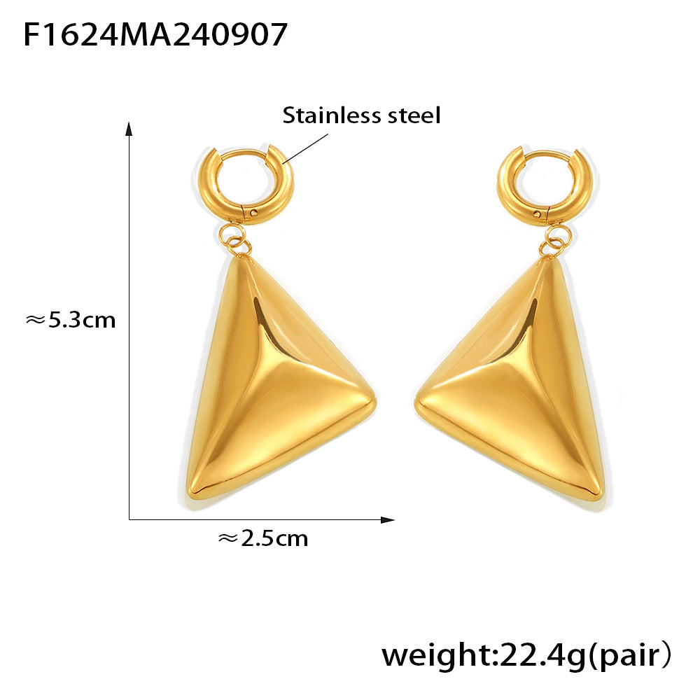 Gold-Tone Sculptural Triangle Drop Earrings