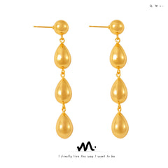 18K Gold-Plated Triple Teardrop Earrings
