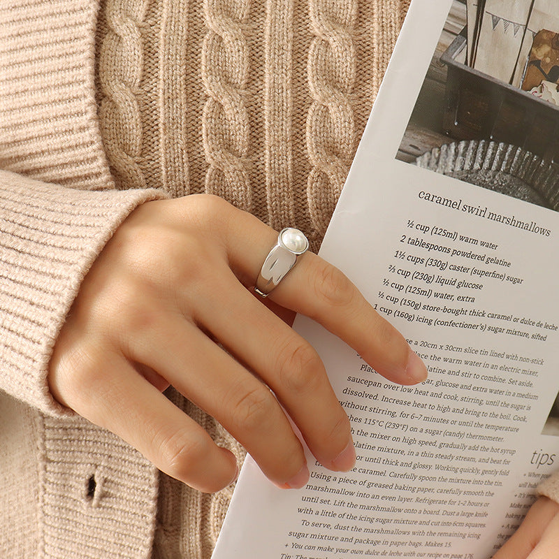 18K Gold-Plated Pearl-Look Open Ring