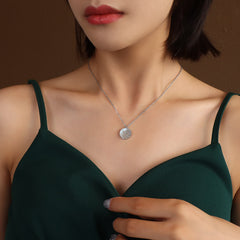 18K Gold-Plated Shell Rose Coin Pendant Necklace