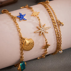 Starburst Ocean Charm or Layered Chain Jewelry
