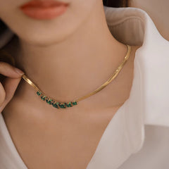 Daphne Vintage-Inspired Emerald-Tone Pavé Choker Necklace