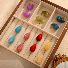 Colorful Resin Teardrop Stud Earrings