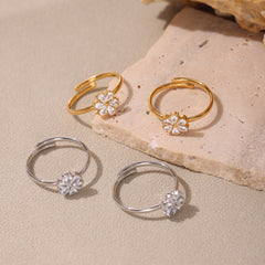 Cubic Zirconia Slim Floral Ring Designs