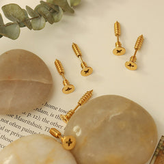 Screw-Motif Stud Earrings