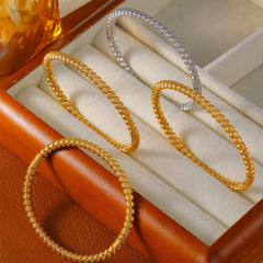 Gold-Tone Textured Bead Bangle Designs