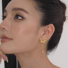 Nadine Dainty Pavé Butterfly Drop Earrings