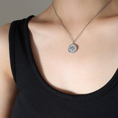 18K Gold-Plated Compass Coin Pendant Necklace