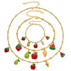 18K Gold-Plated Enamel Fruit Charm Jewelry