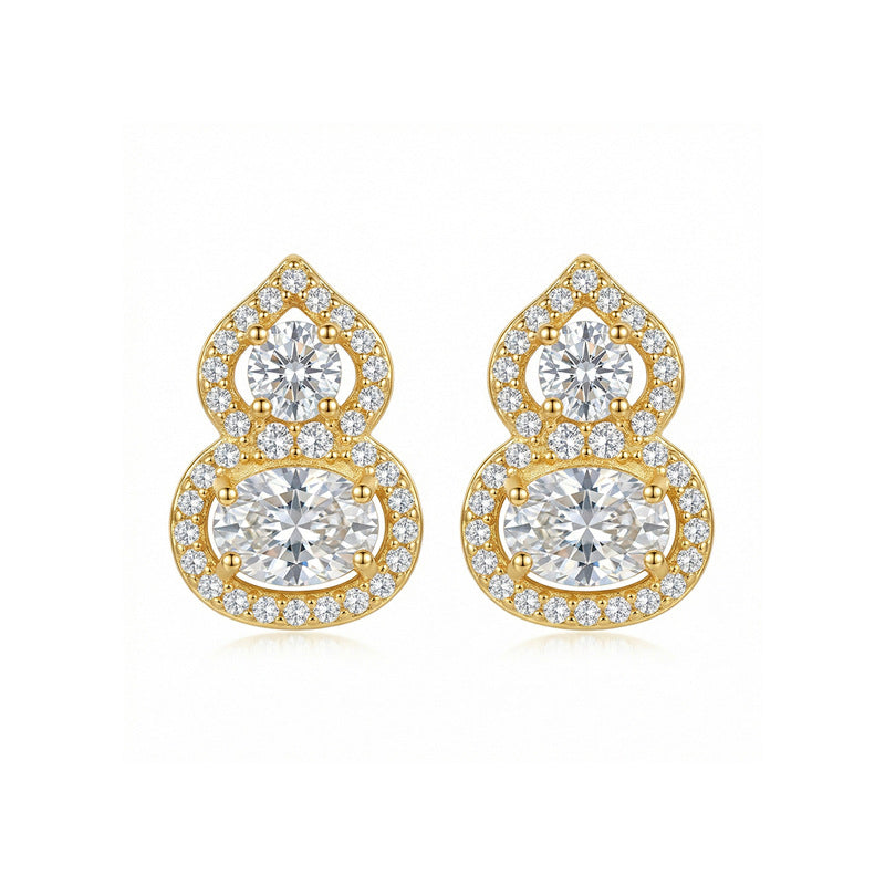 Nicolette Vintage-Inspired Pavé Gourd Stud Earrings