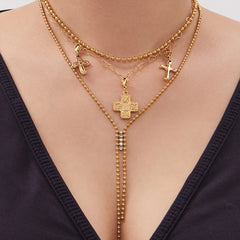 Cross & Celestial Charm Necklace & Bracelet