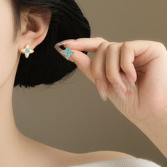 Marielle Vintage-Inspired Turquoise Clover Stud Earrings