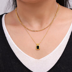 Layered Acrylic Tag Pendant Necklace