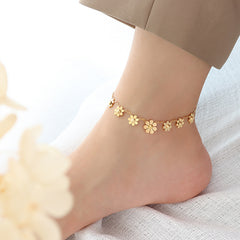 18K Gold-Plated Daisy Charm Anklet