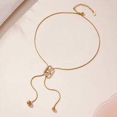 18K Gold-Plated Cubic Zirconia Sliding Lariat Necklace