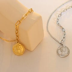 Portrait Coin Pendant Necklace