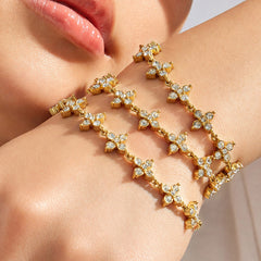 Cubic Zirconia Four-Petal Slider Bracelet