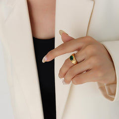 Gold-Tone Oval Cubic Zirconia Band Ring